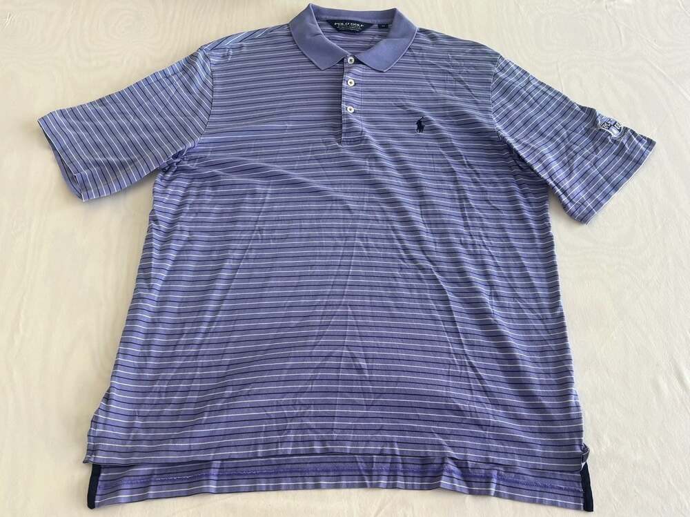 Polo Golf Ralph Lauren Striped Pima Cotton Polo Shirt Blue Medium